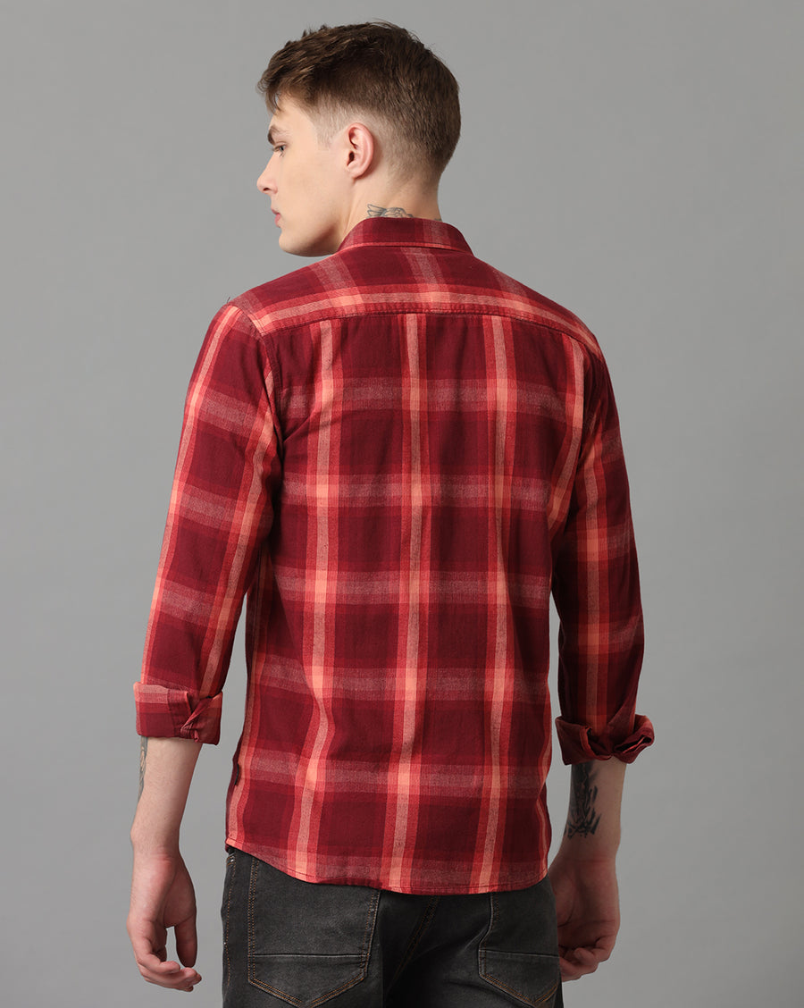 Red Checks Slim Fit Shirt