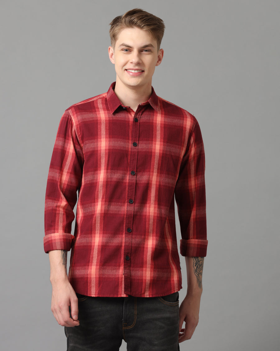 Red Checks Slim Fit Shirt