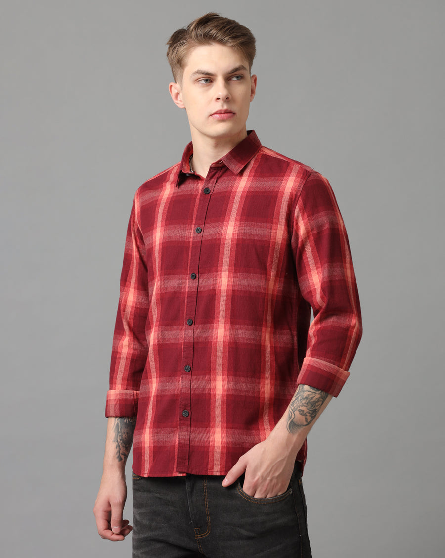 Red Checks Slim Fit Shirt