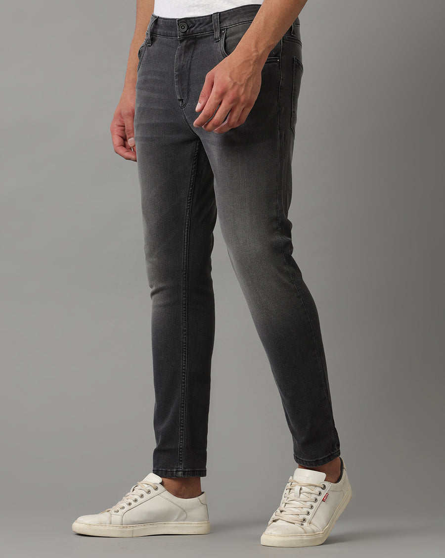 GREY TRACK CROPPED SKINNY FIT JEANS