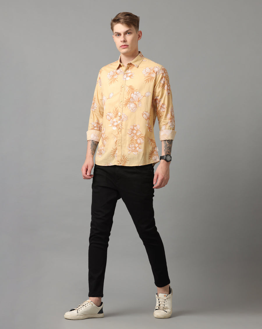 BEIGE AOP REGULAR FIT SHIRT