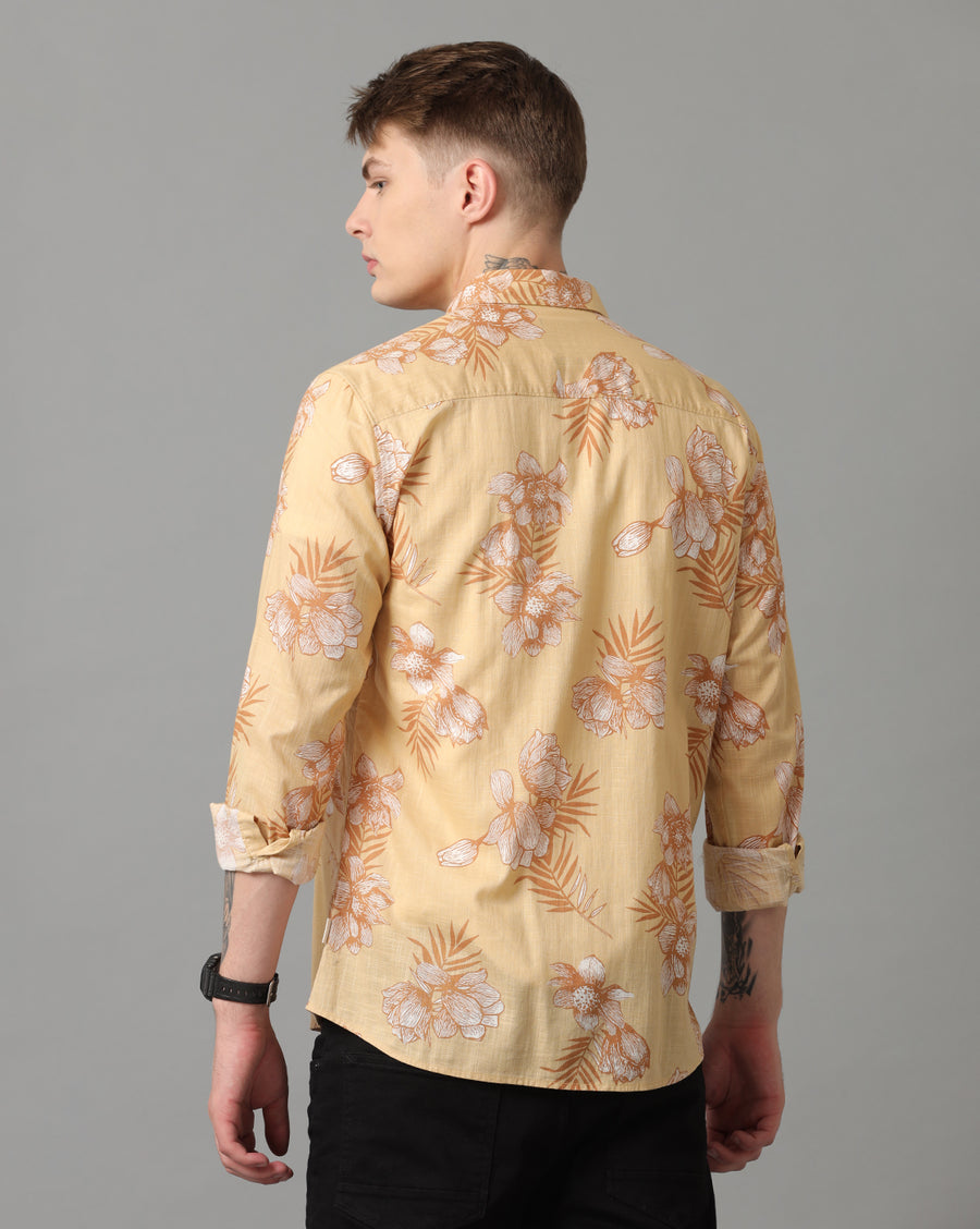 BEIGE AOP REGULAR FIT SHIRT