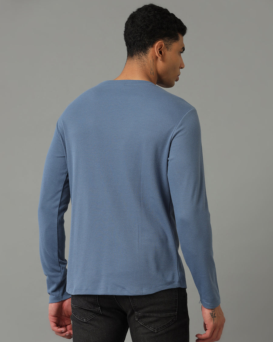 Moon Light Blue Cotton blend Full Sleeve T-Shirt