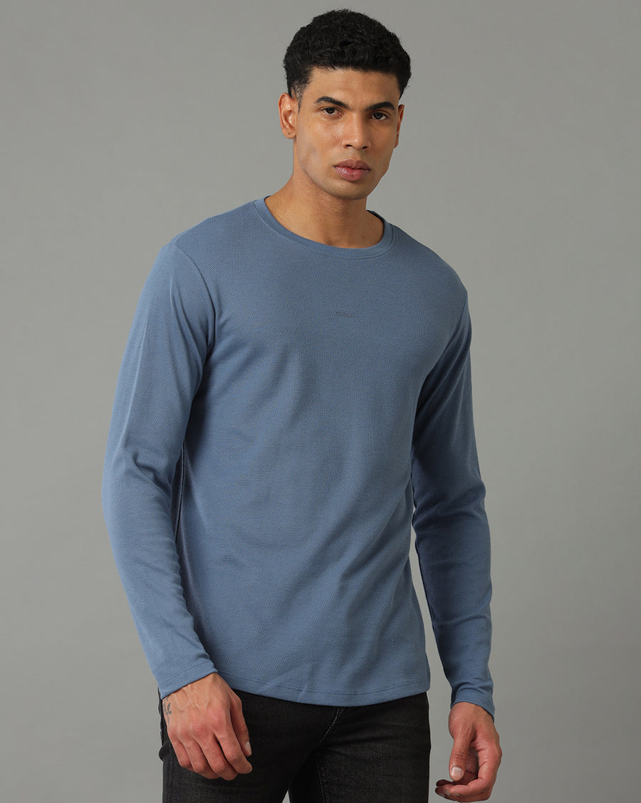 Moon Light Blue Cotton blend Full Sleeve T-Shirt
