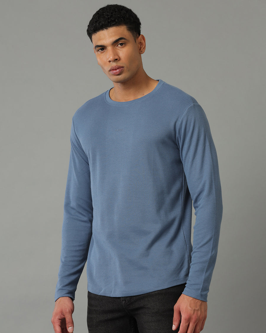 Moon Light Blue Cotton blend Full Sleeve T-Shirt