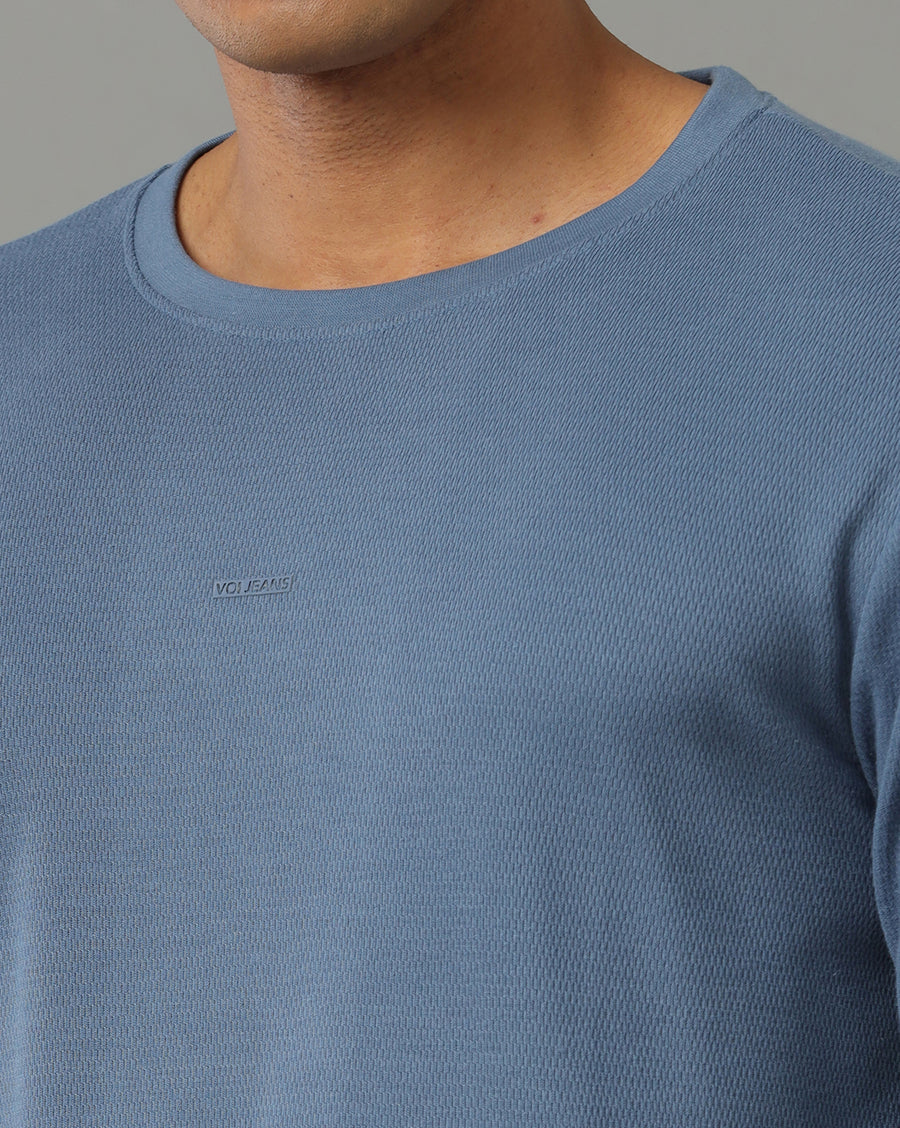 Moon Light Blue Cotton blend Full Sleeve T-Shirt