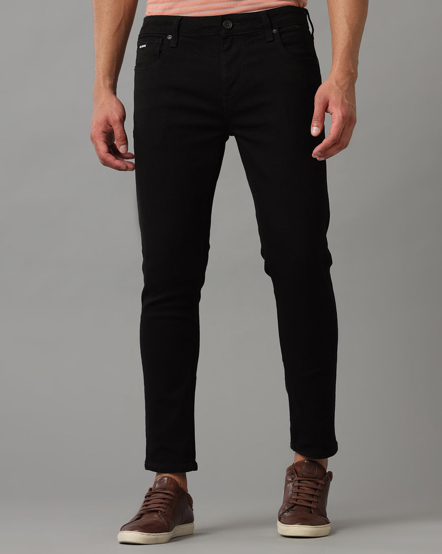 BLACK TRACK CROPPED SKINNY FIT JEANS