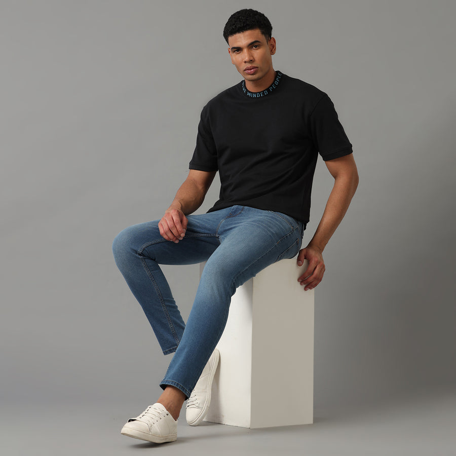 INDIGO TRACK CROPPED SKINNY FIT JEANS