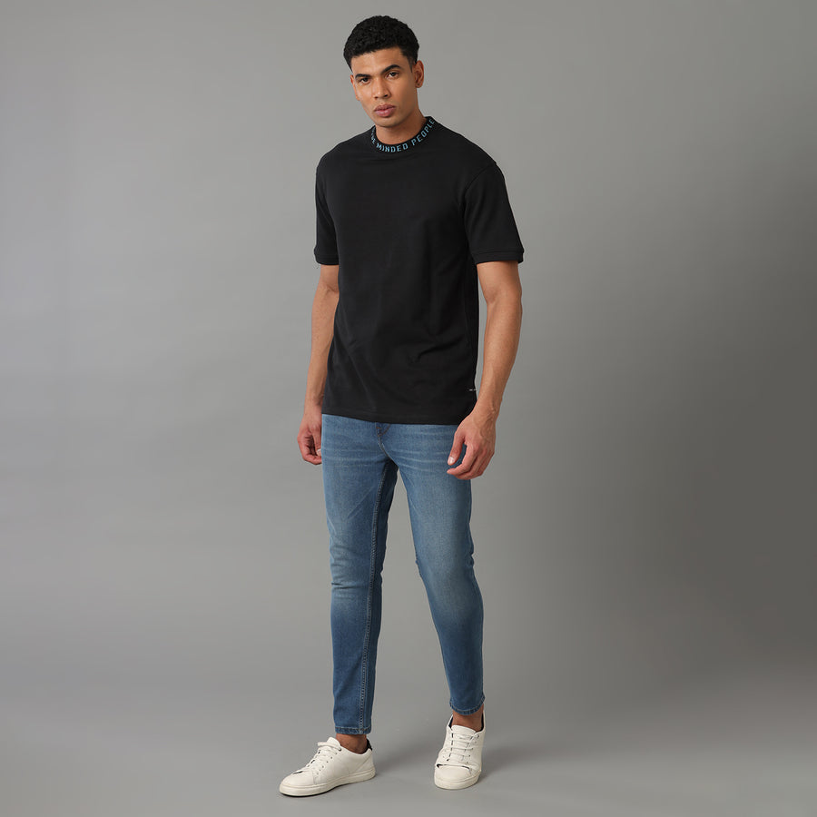 INDIGO TRACK CROPPED SKINNY FIT JEANS