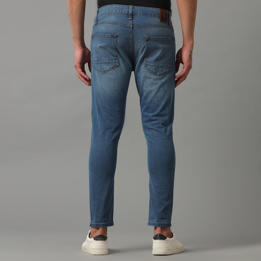 INDIGO TRACK CROPPED SKINNY FIT JEANS