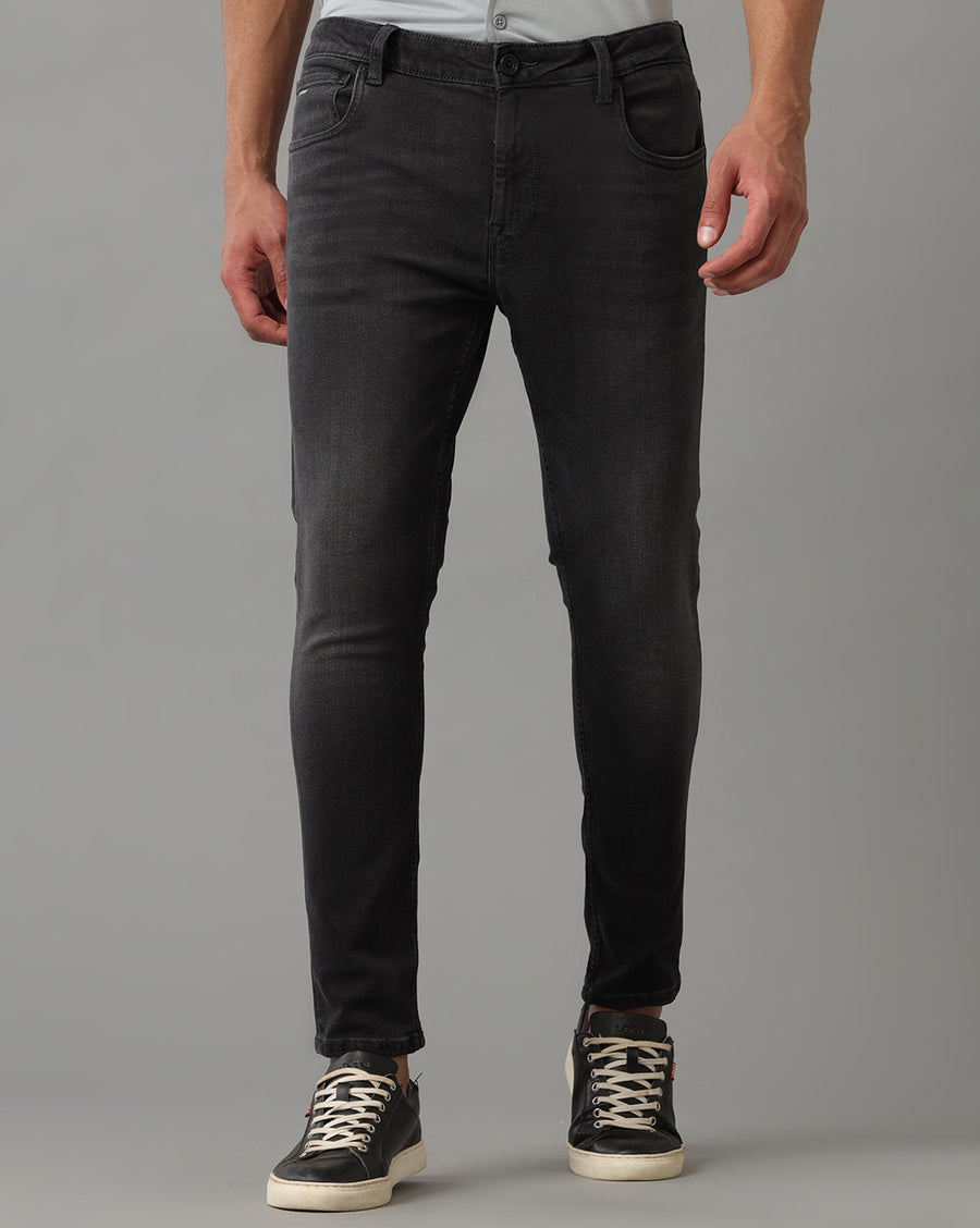 BLACK TRACK CROPPED SKINNY FIT JEANS