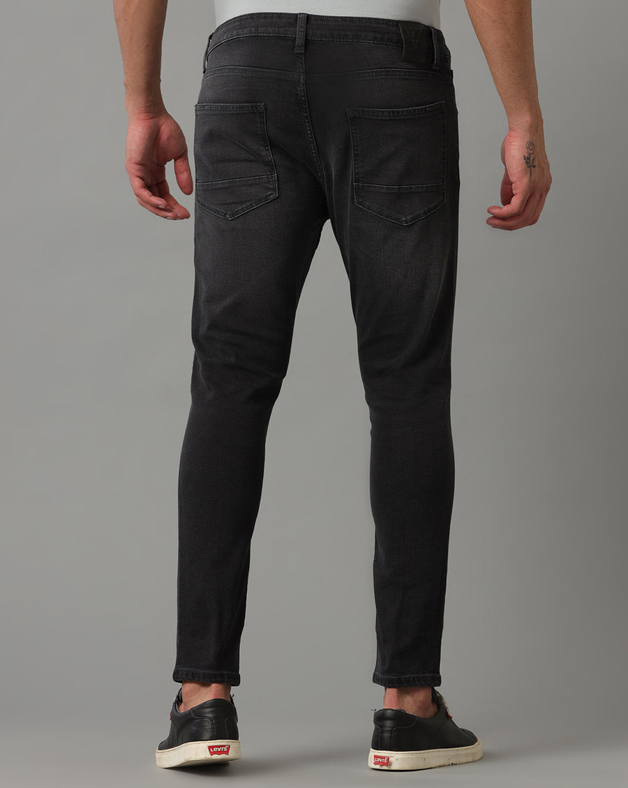 BLACK TRACK CROPPED SKINNY FIT JEANS