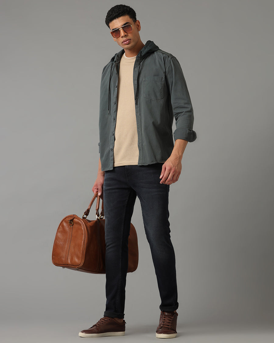 Green Regular Fit Full Sleeves Shacket