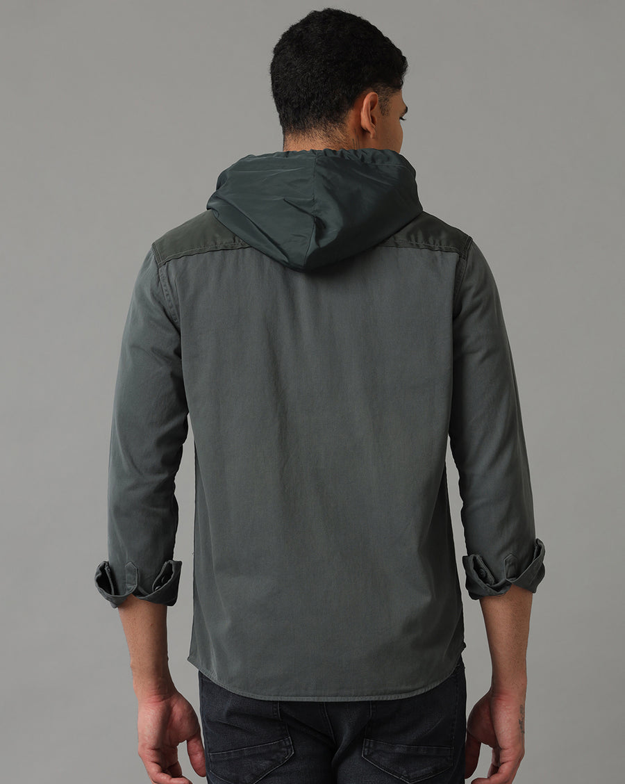 Green Regular Fit Full Sleeves Shacket