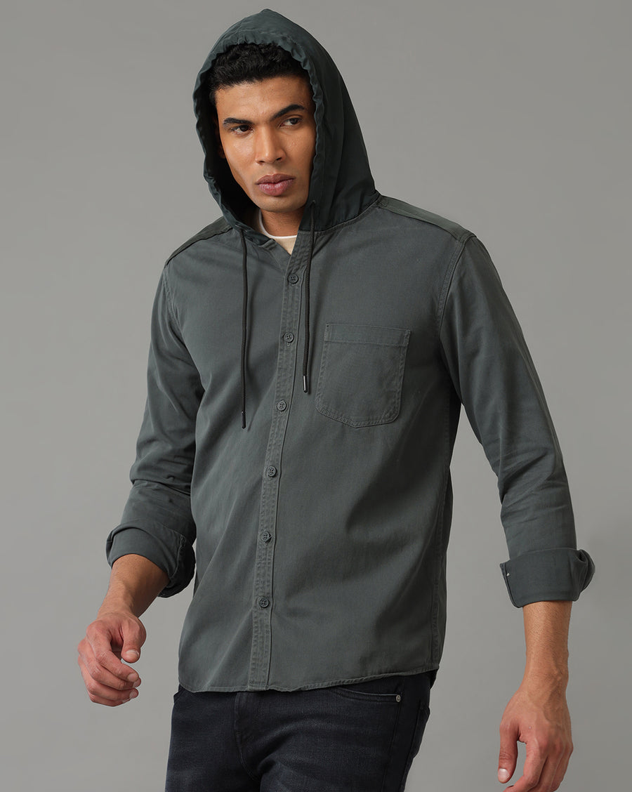 Green Regular Fit Full Sleeves Shacket
