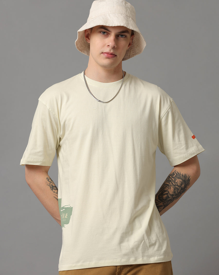 Bone white Boxy Fit Cotton T-Shirt