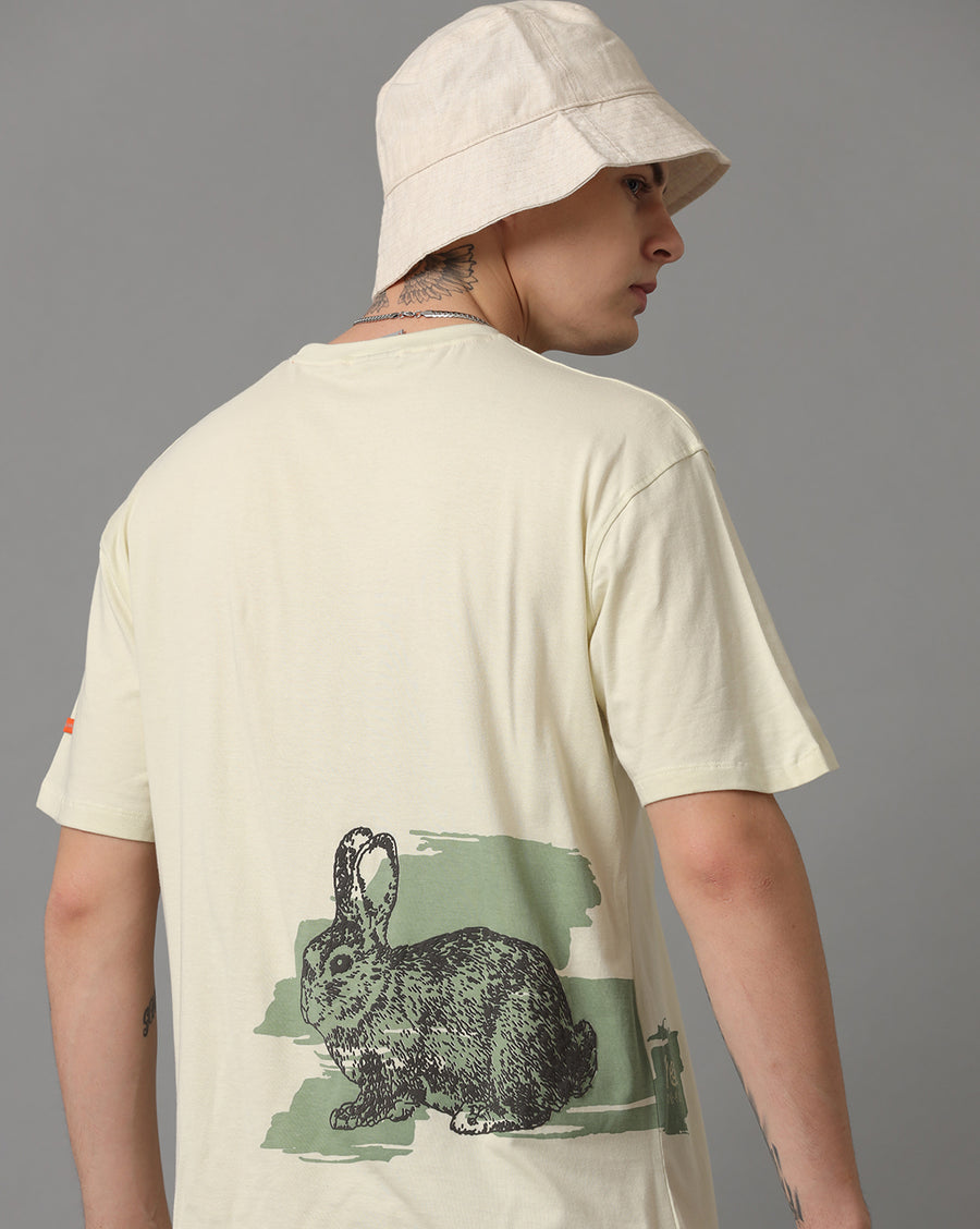 Bone white Boxy Fit Cotton T-Shirt
