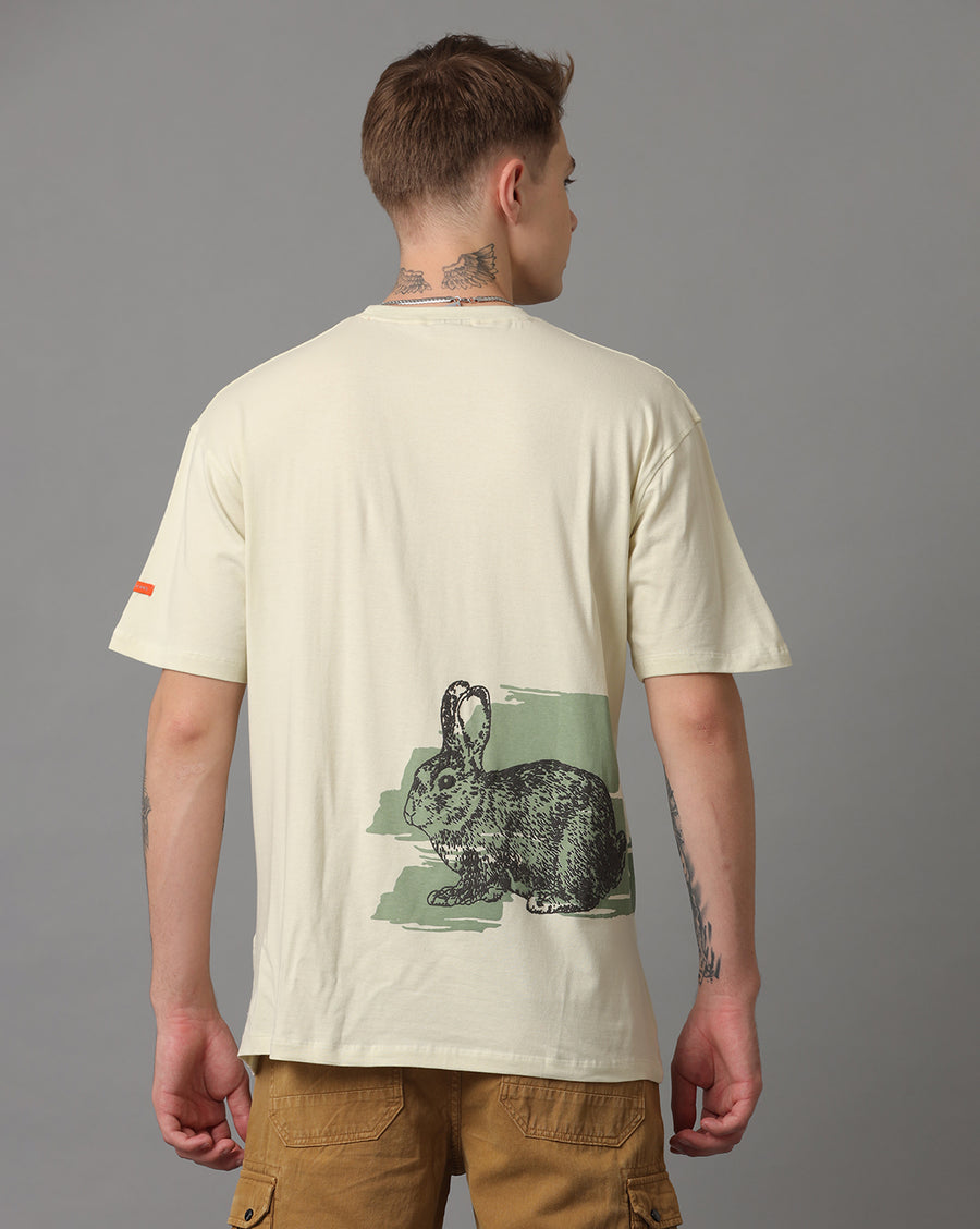 Bone white Boxy Fit Cotton T-Shirt