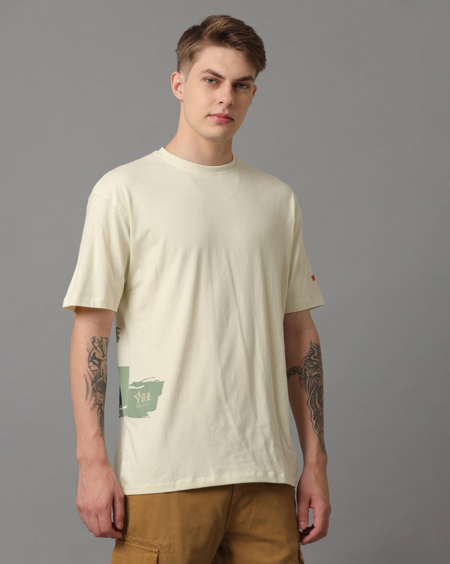 Bone white Boxy Fit Cotton T-Shirt