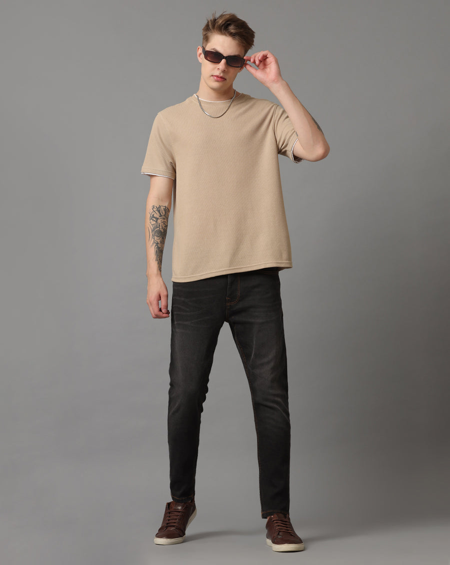 Dark Grey Track Cropped Skinny Jeans