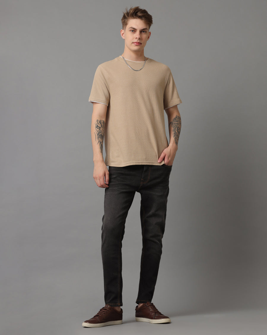Dark Grey Track Cropped Skinny Jeans