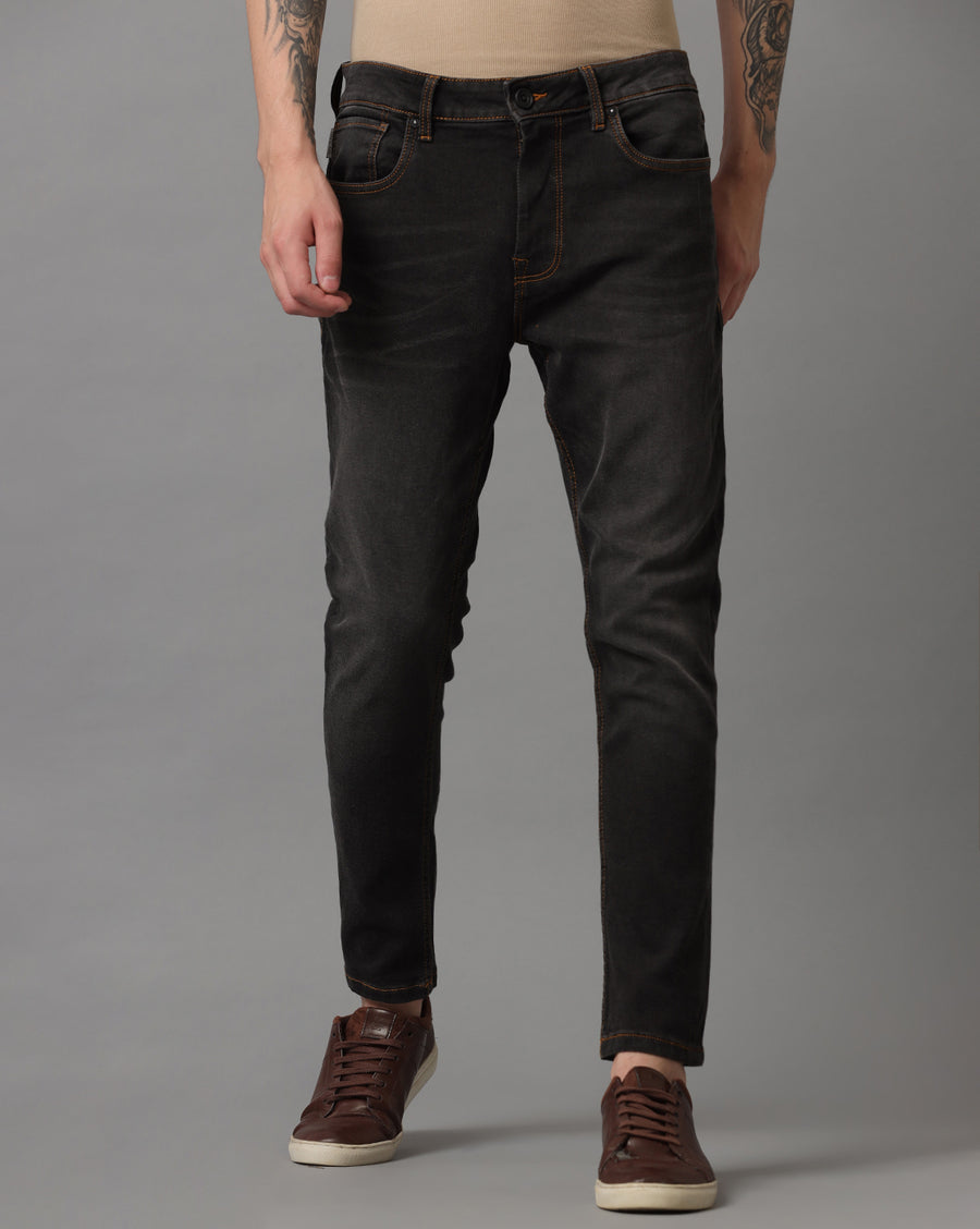 Dark Grey Track Cropped Skinny Jeans
