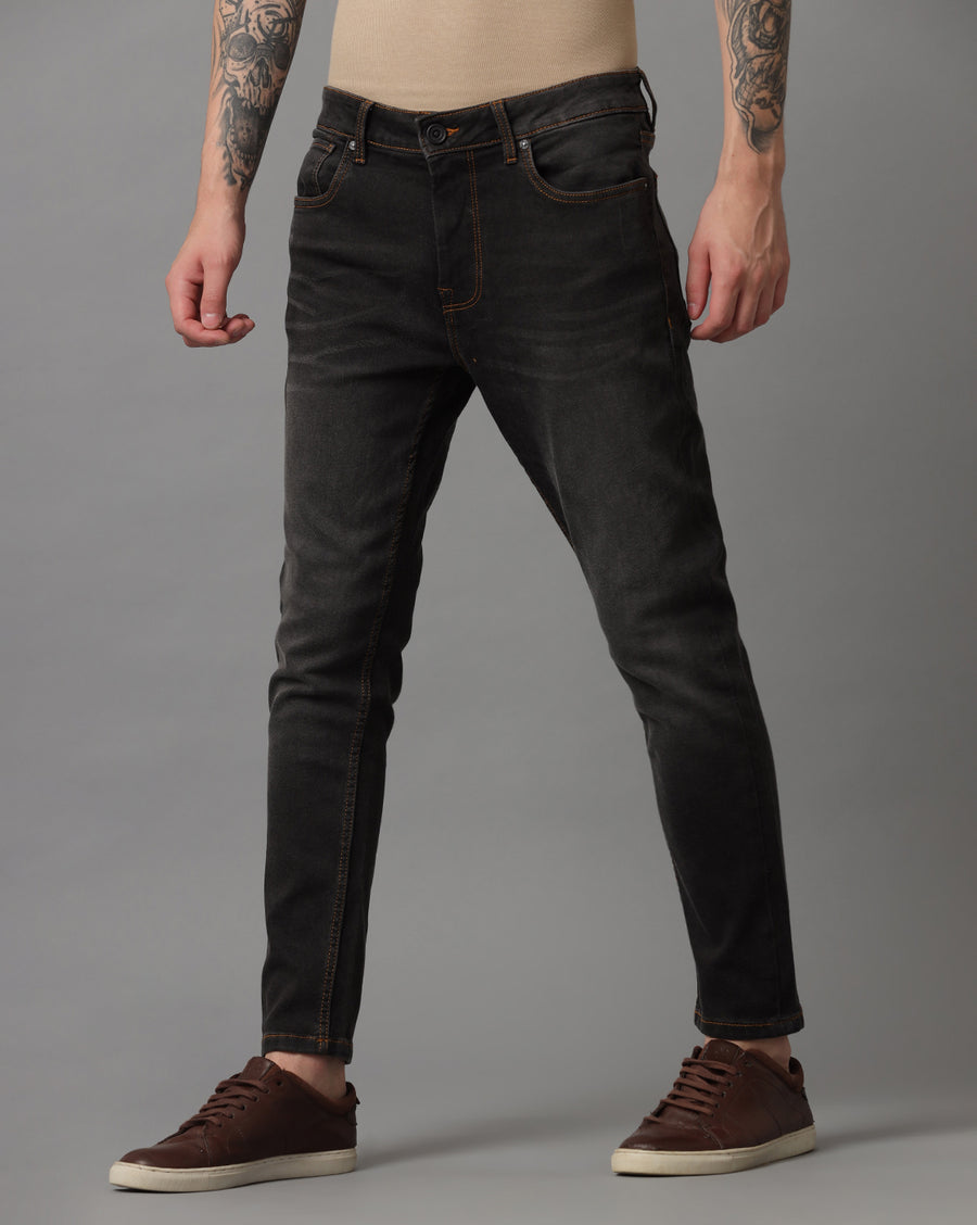 Dark Grey Track Cropped Skinny Jeans