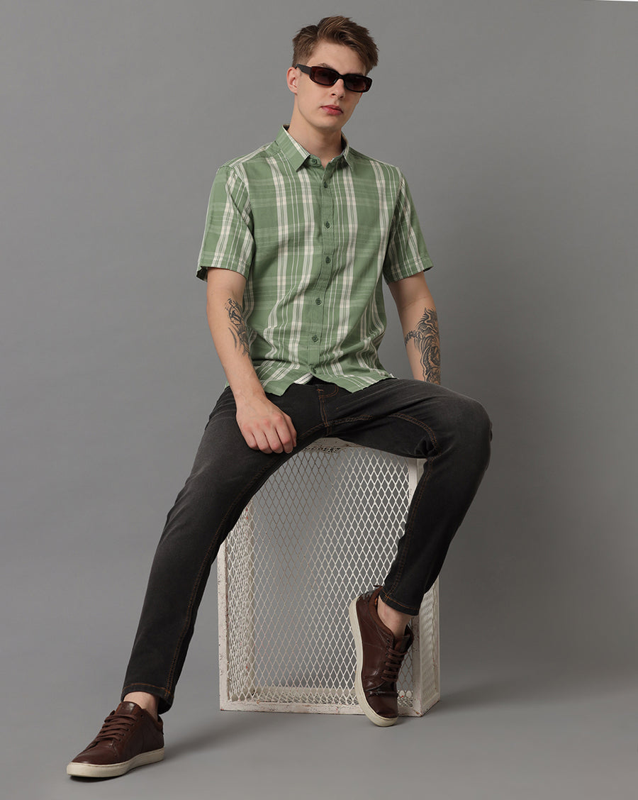 Green Checks Slim Fit Shirt