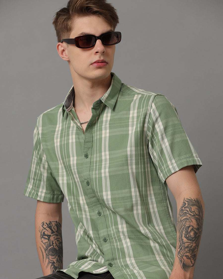 Green Checks Slim Fit Shirt