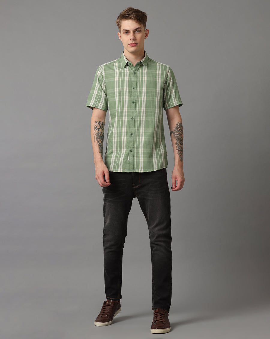 Green Checks Slim Fit Shirt