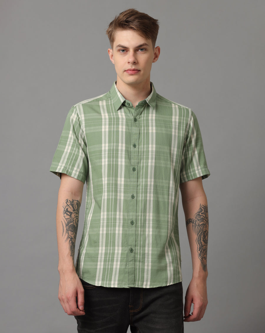 Green Checks Slim Fit Shirt