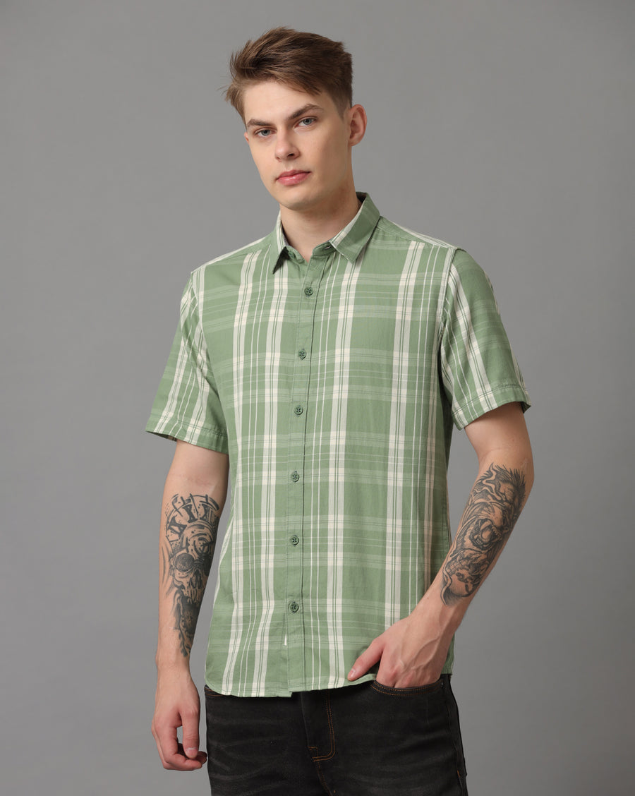 Green Checks Slim Fit Shirt