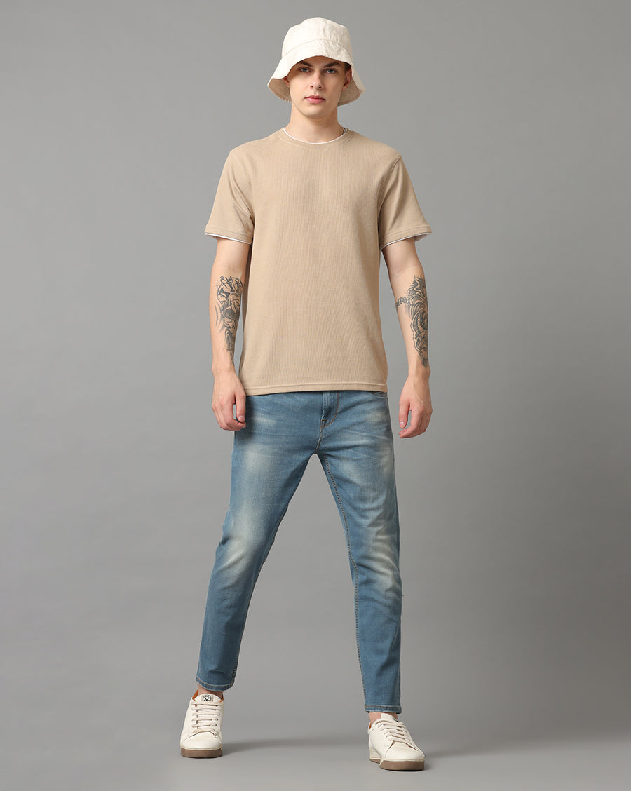 Smokey Blue Track Cropped Skinny Jeans