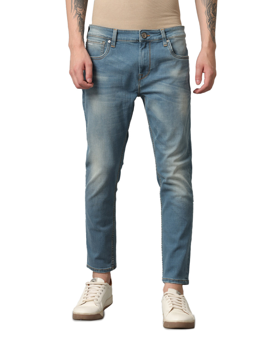 Smokey Blue Track Cropped Skinny Jeans
