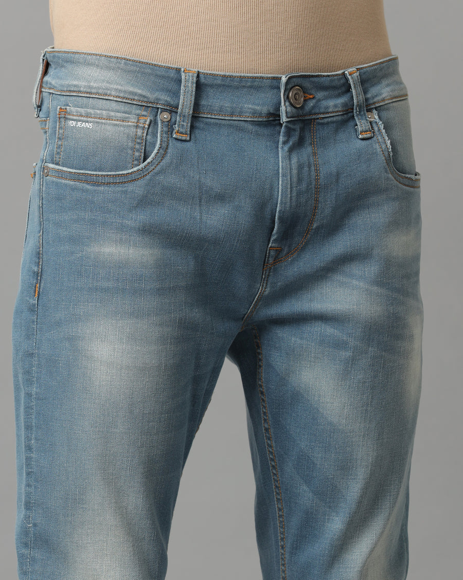 Smokey Blue Track Cropped Skinny Jeans