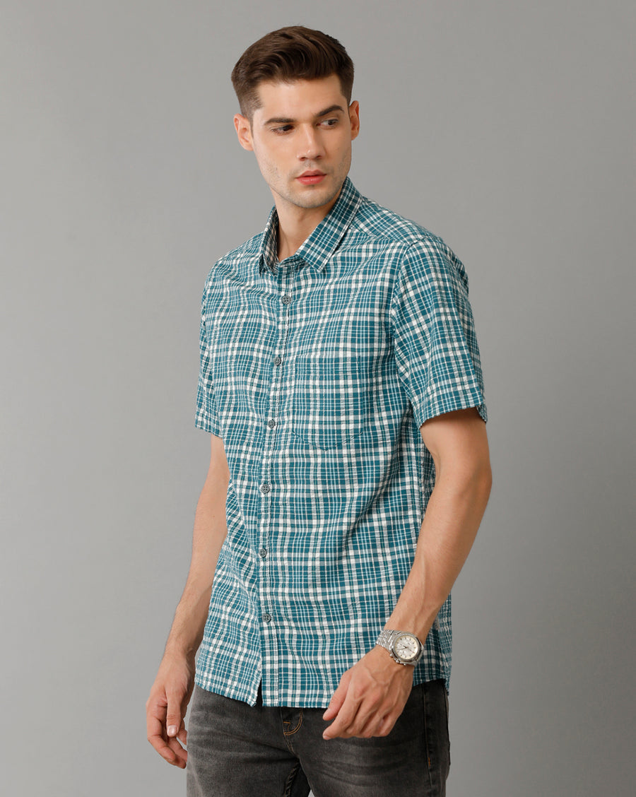 Light Green Checks Slim Fit Shirt