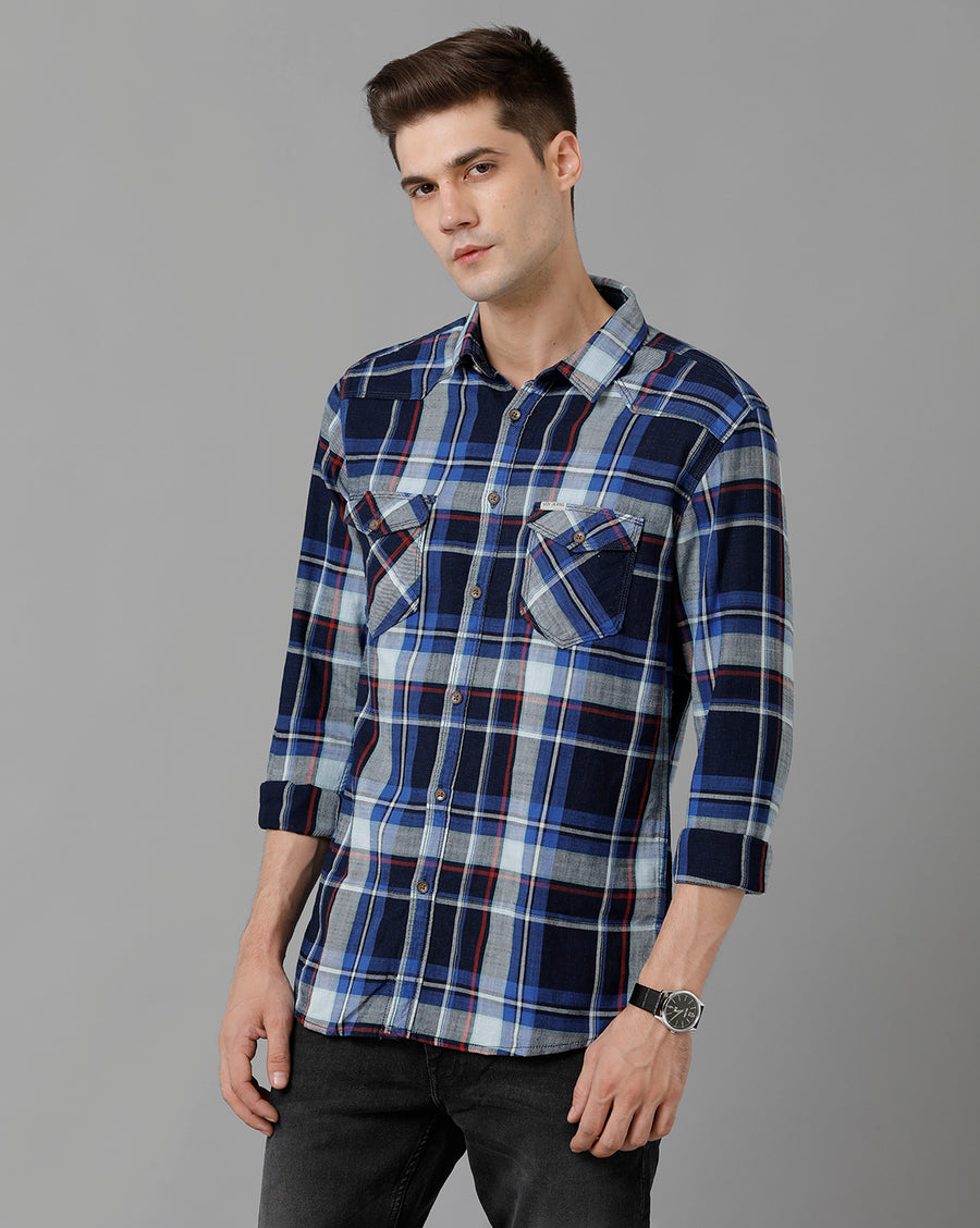 Men Checked Slim Fit Casual Shirt