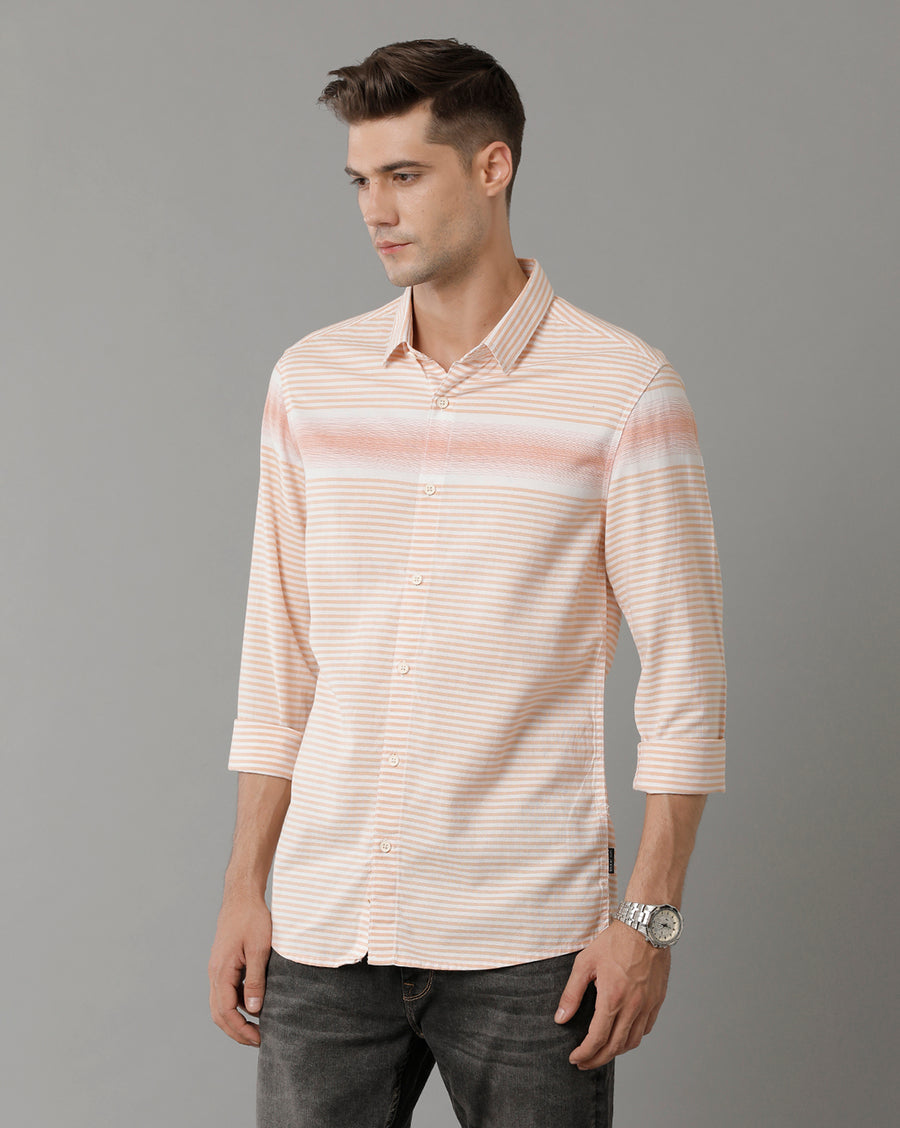 Red White Stripe Slim Fit Shirt