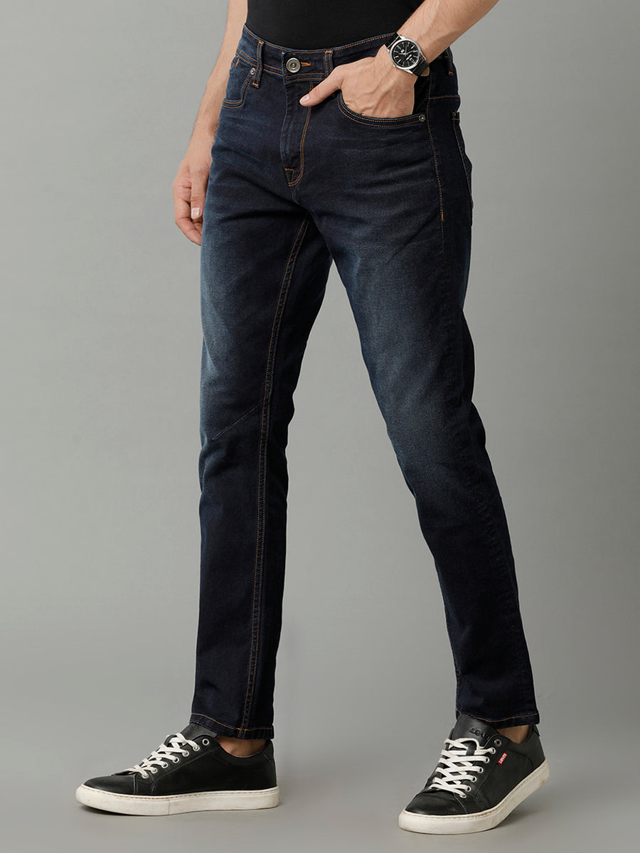 Men's Indigo Solid Track Skinny Fit Jeans