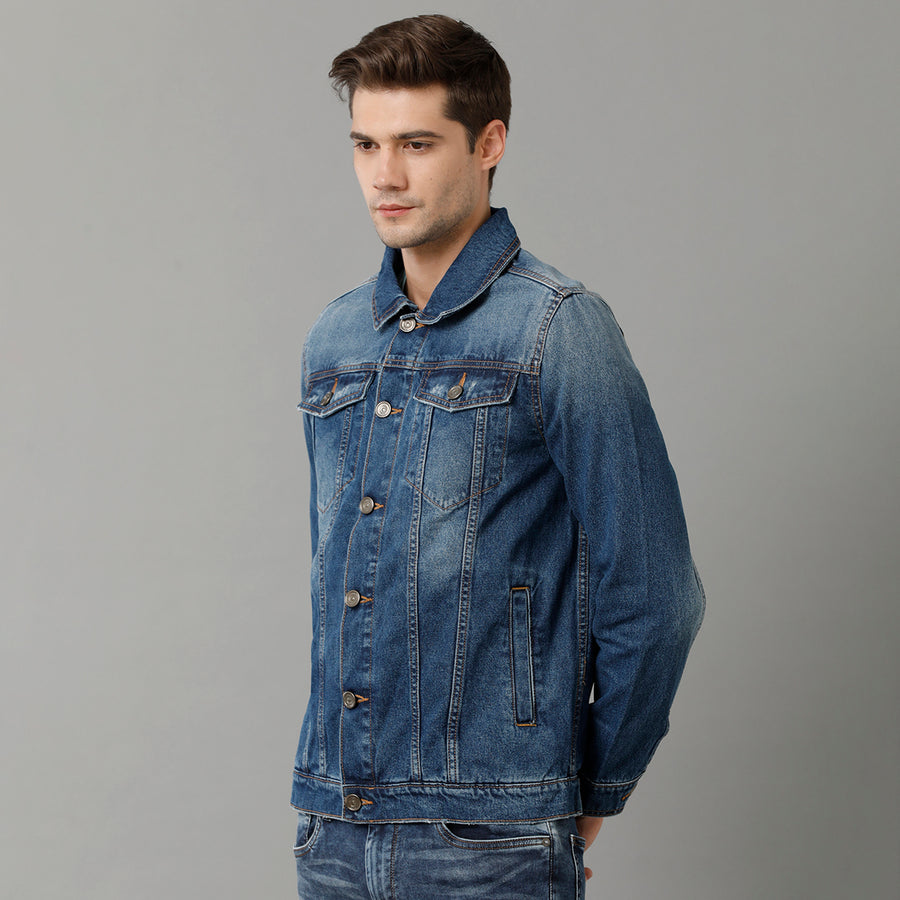 Dark Blue Regular Fit Jacket