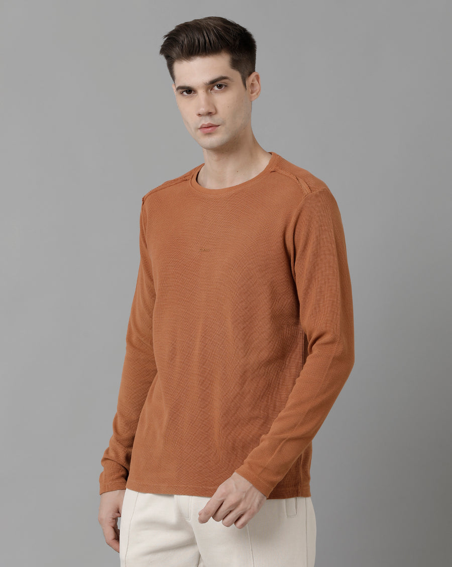 Men Solid Regular Fit Casual T-Shirt