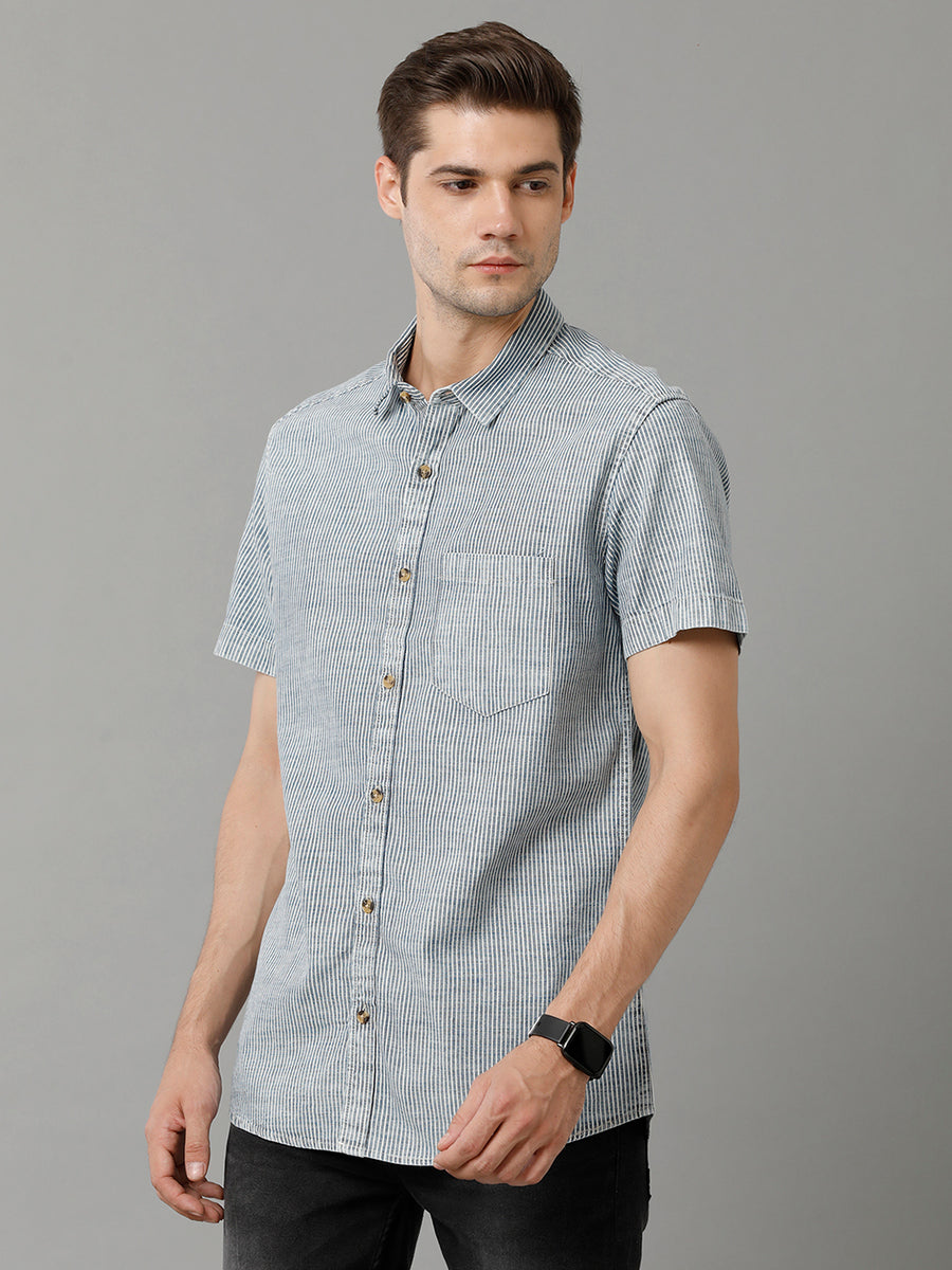 Slim Fit Vertical Striped Pure Cotton Casual Shirt