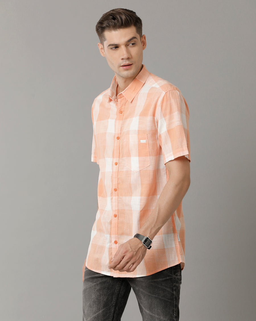 Orange Checks Slim Fit Shirts