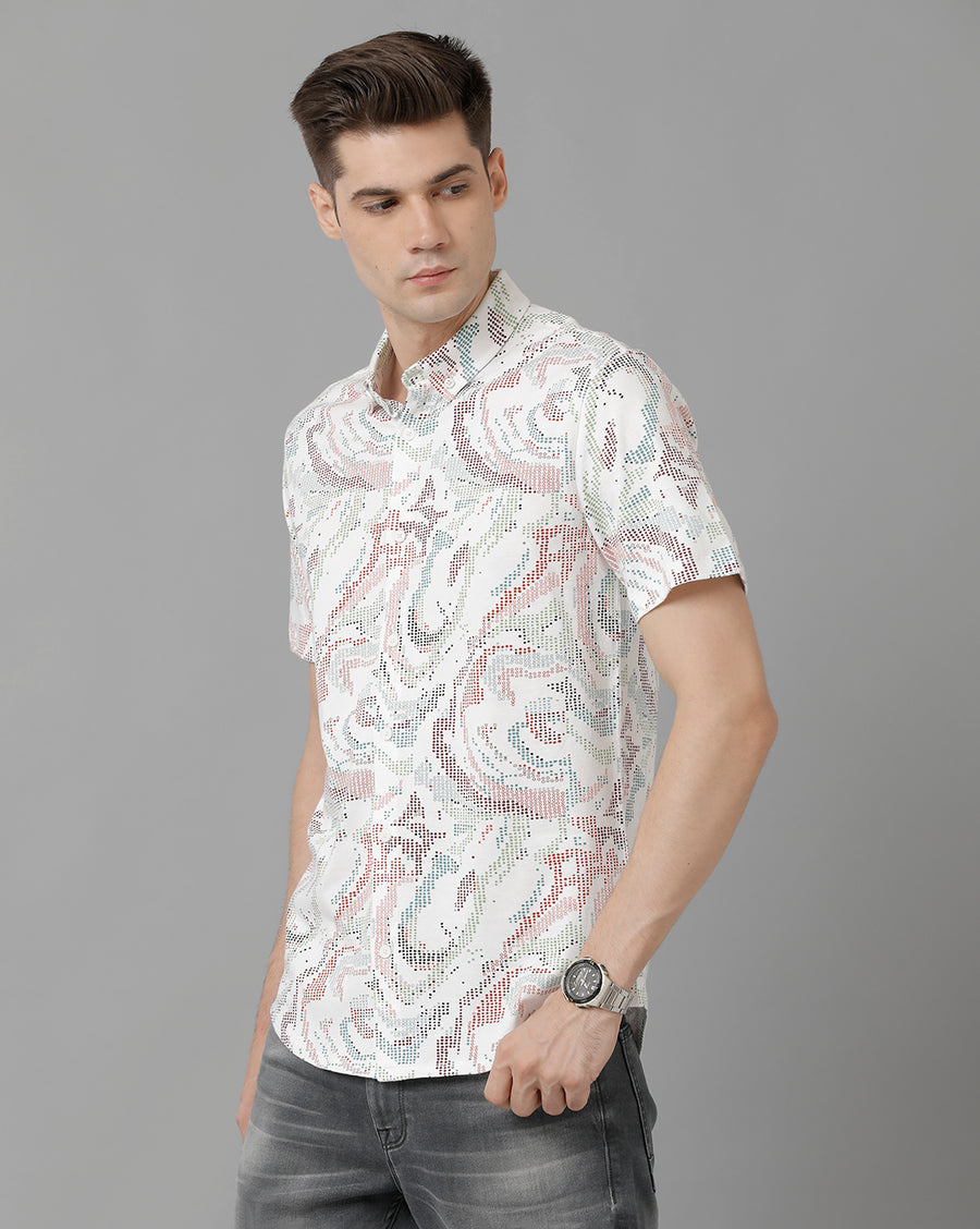 Voi Jeans Men's White Slim Fit  Shirt