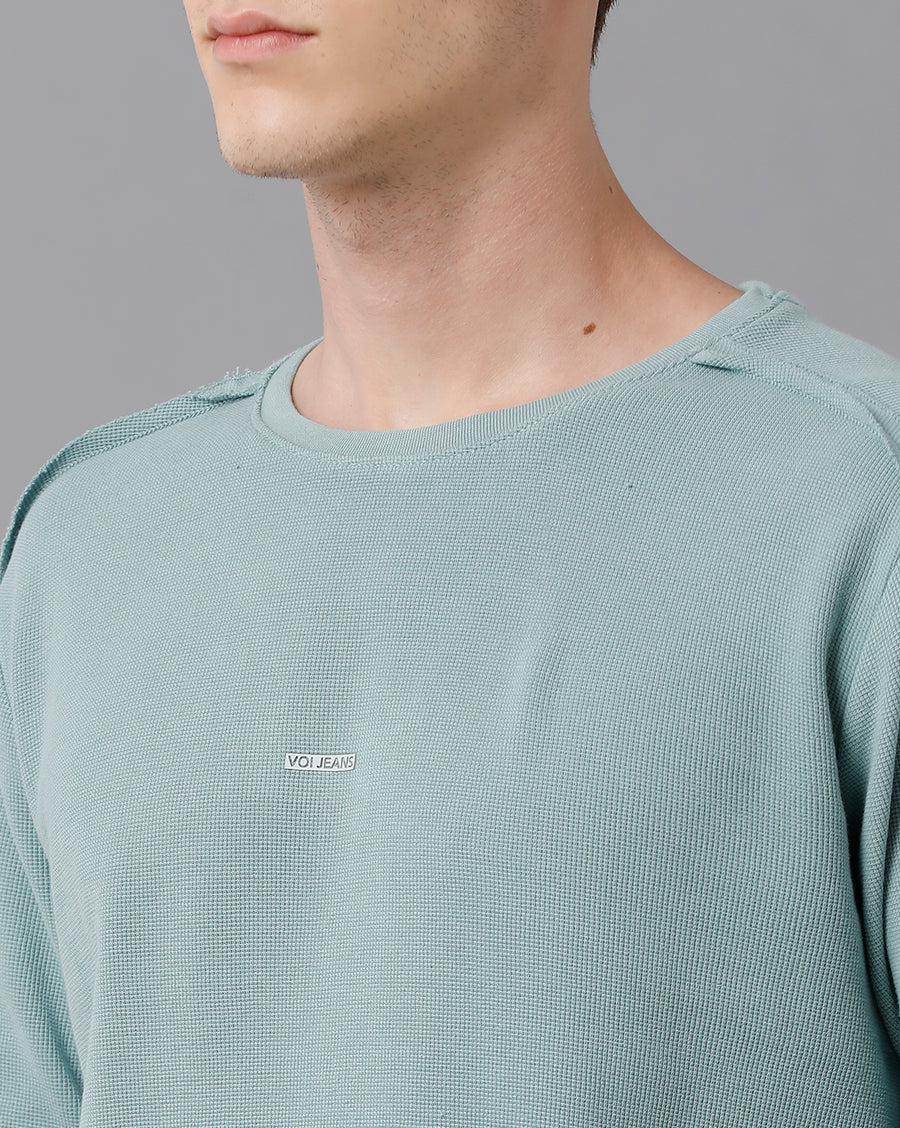 Voi Jeans Men Round Neck Raw Edge T-shirt