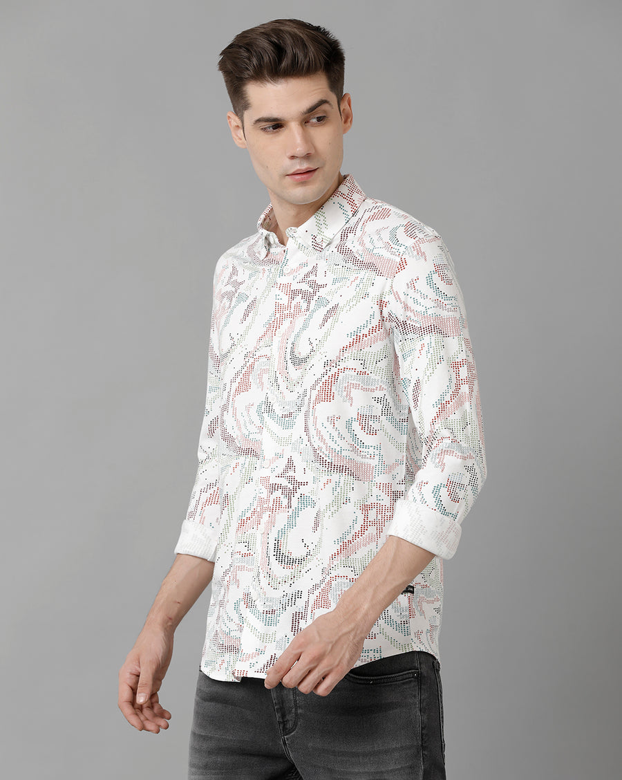 Voi Jeans Men's White Slim Fit  Shirt
