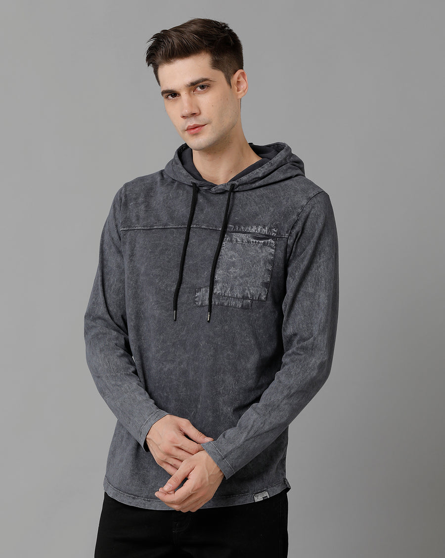 Voi Jeans Long Sleeves Hooded Cotton T-shirt