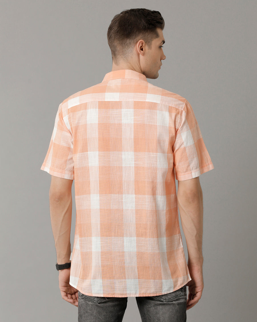 Orange Checks Slim Fit Shirts
