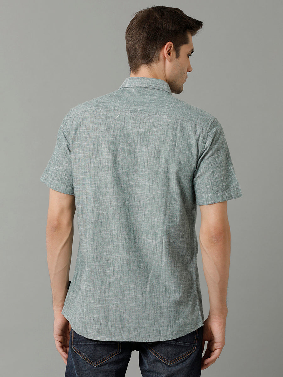 Textured Self Design Spread Collar Pure Cotton Casual Shirt
