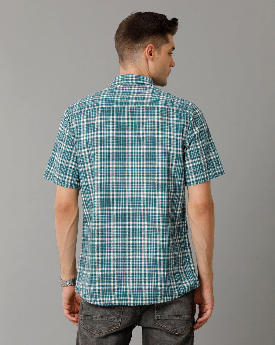 Light Green Checks Slim Fit Shirt